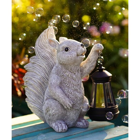New Solar Squirrel Statues for Garden Decor - Outdoor Figurine with Lantern - Picture 2 of 7